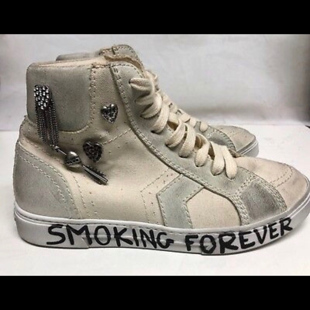 Saint Laurent cream mid-top "Smoking Forever"